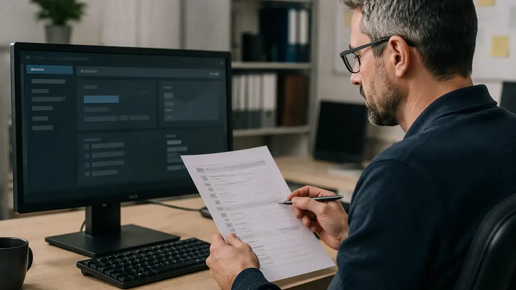 Équipe informatique vérifiant l’inventaire d’une instance auto-hébergée sur un ordinateur