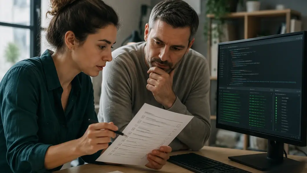 Équipe de PME examinant les résultats de tests avant une livraison logicielle