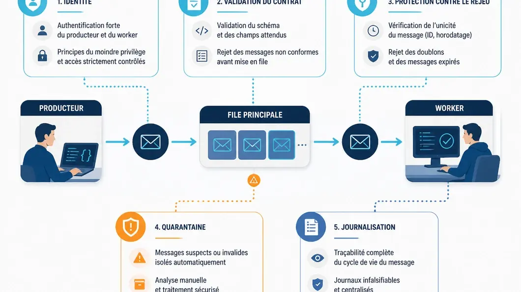 Infographie des contrôles de cybersécurité d’un traitement asynchrone